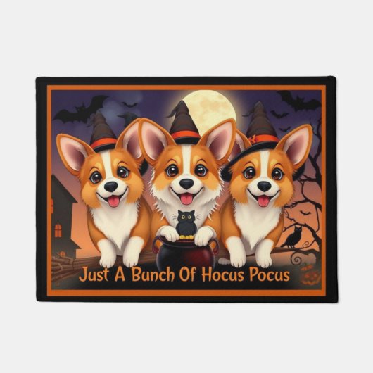Corgi Sisters Just A Bunch Of Hocus Pocus ドアマット (正面)