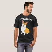 Corgi Sit Happens Tシャツ (正面フル)