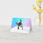 Corgi Snow Globe カード (黄色い花)