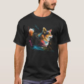 Corgi Splash Cute Dog Tシャツ (正面)
