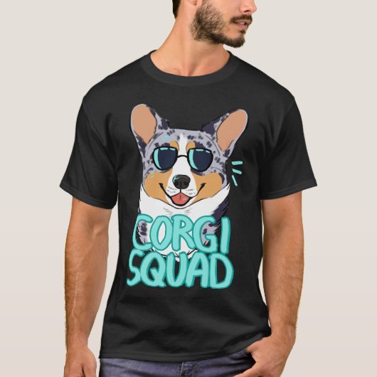 Corgi Squad Merle Tricolor Tシャツ (正面)