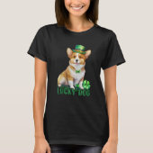 Corgi St Patrick Leprechaun Shamrock Irish Lucky D Tシャツ (正面)