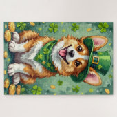 Corgi St Patrick’s Day Cute Lucky Dog ジグソーパズル (横)