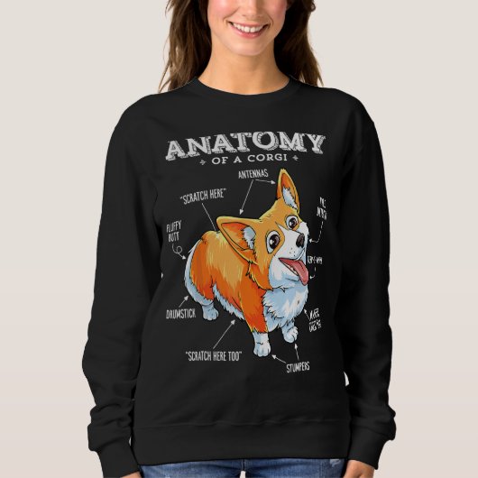 Corgi Tシャツおもしろい犬の構造 スウェットシャツ (正面)