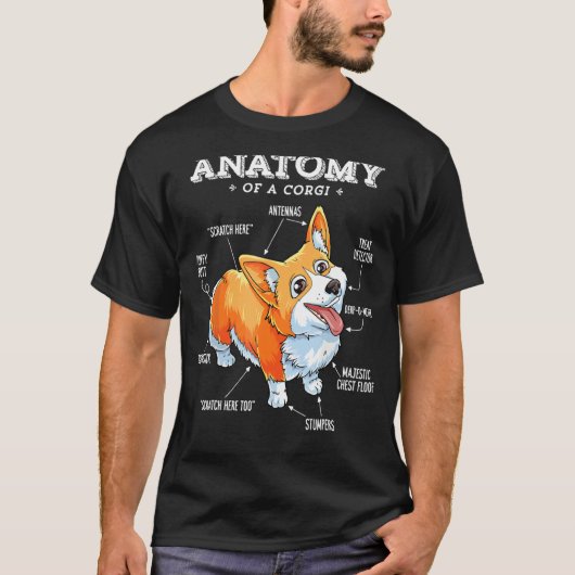 Corgi Tシャツおもしろい犬の構造 Tシャツ (正面)