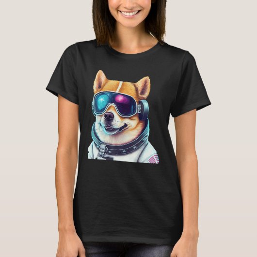 Corgi Takes on Space Astronaut Dog in Futuristic S Tシャツ (正面)