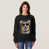Corgi tees Corgi dog wearing sunglasses スウェットシャツ (正面フル)