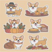 Corgi Thanksgiving  シール (正面)