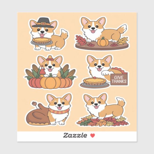 Corgi Thanksgiving  シール (シート)