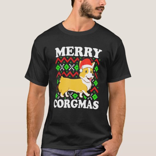Corgi Ugly Christmas Merry Corgmas Dog Holiday Xma Tシャツ (正面)