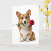 Corgi Valentine – Big Love with Short Legs カード (黄色い花)