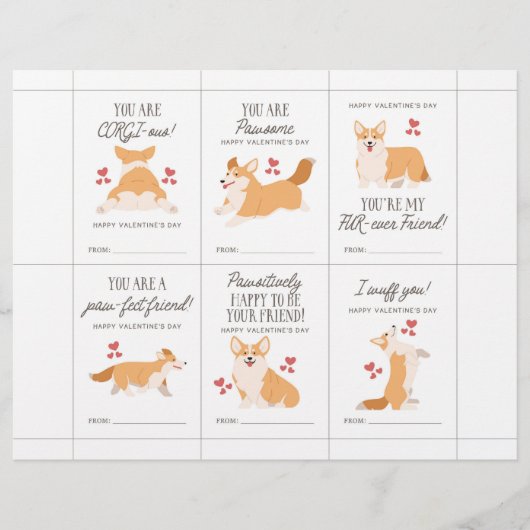 Corgi Valentine Cards for Kids レターヘッド (正面)