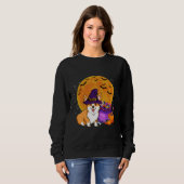 Corgi Witch Autumn Fall Pumpkin Halloween Costume スウェットシャツ (正面フル)
