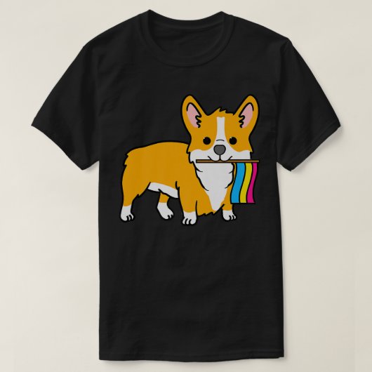 Corgi With Panseual Pride Flag-661 Tシャツ (デザイン正面)