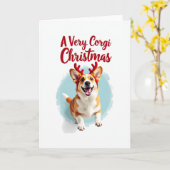 Corgi with Reindeer antlers Christmas Card カード (黄色い花)
