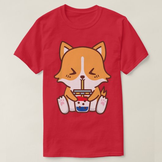 Corgie Bubble tea 4th of July USA America Patrioti Tシャツ (デザイン正面)