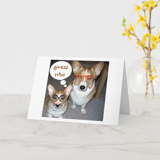 CORGISは、誰があなたを望んでいるか推測するハッピーバースデー カード (黄色い花)