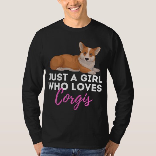 Corgisを愛する女の子 – ウェルシュコーギーオーナーD Tシャツ (正面)