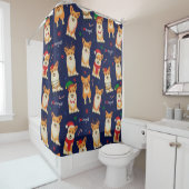 Corgisクリスマス:フェスティバルヴィンテージパターン シャワーカーテン (インサイチュ)