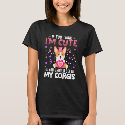 Corgis Heart Valentine's Day Animal For Womens Kid Tシャツ (正面)