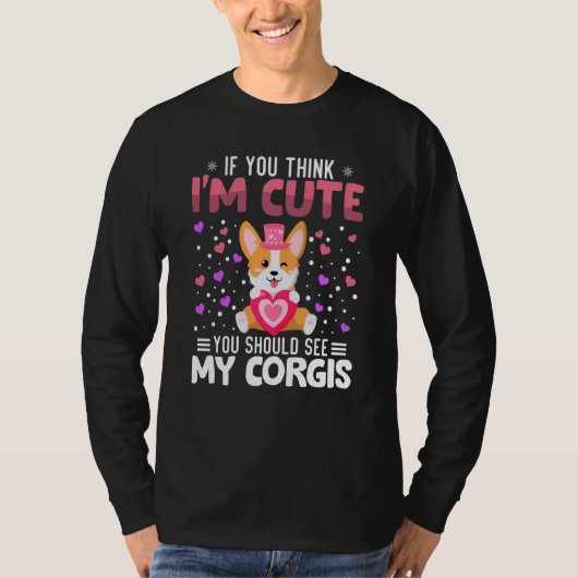 Corgis Heart Valentine's Day Animal For Womens Kid Tシャツ (正面)