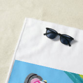  Corgis in Hippie Car at the Beach with a Rainbow ビーチタオル (インサイチュ)