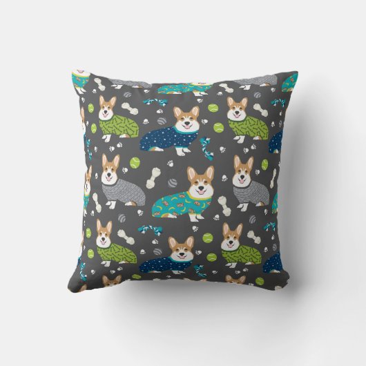 Corgi's in Pjs pillows クッション (裏面)
