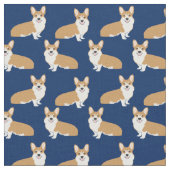 Corgis on Navy – かわいい犬のパターン ファブリック (クローズアップ)