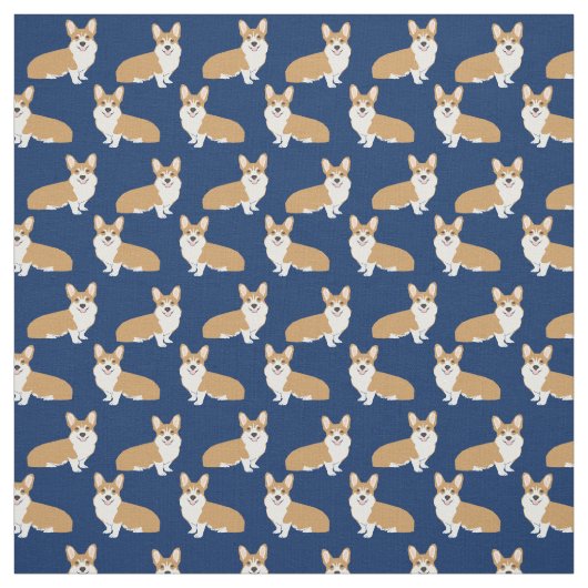 Corgis on Navy – かわいい犬のパターン ファブリック (見本)