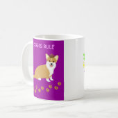 Corgis Rule Purple コーヒーマグカップ (正面左)