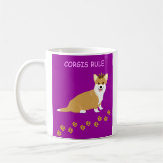 Corgis Rule Purple コーヒーマグカップ