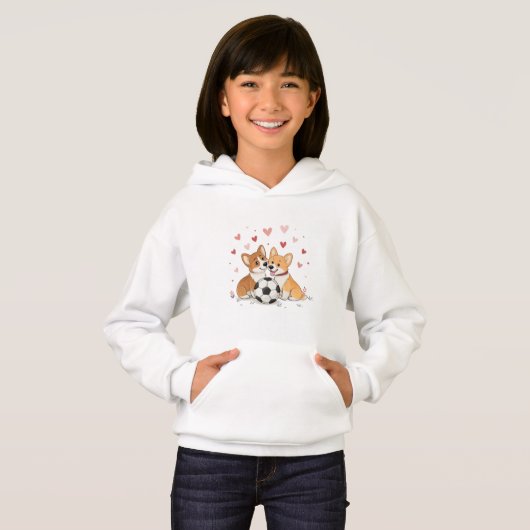 Corgis with soccer ball for Valentine's Day (正面フル)