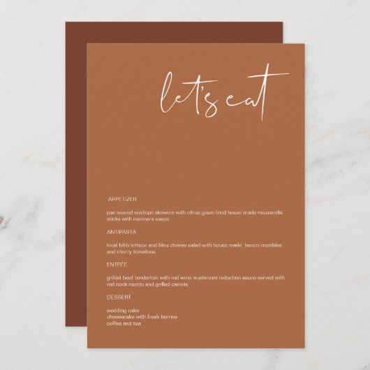 CORIANDER Boho Terracotta 5x7"レッツメニュ食べー メニュー (正面/裏面)