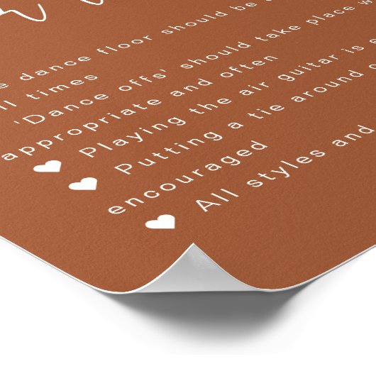 CORIANDER Boho Terracotta Dance Floor Rules Sign ポスター (角)