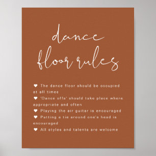 CORIANDER Boho Terracotta Dance Floor Rules Sign ポスター