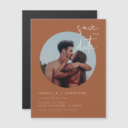 CORIANDER Terracotta写真Save the Date Magnet (正面/裏面)