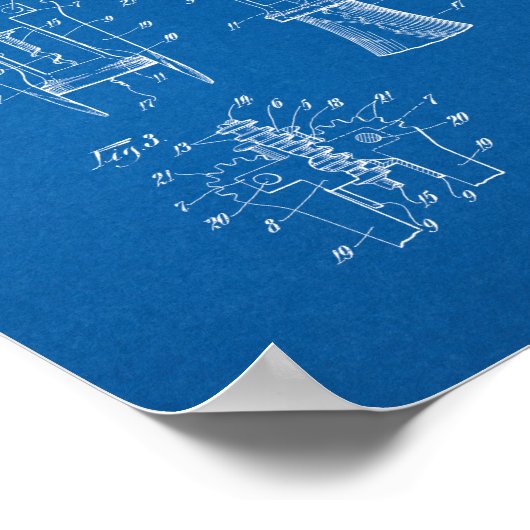 Cork Extractor特許 – 青写真 ポスター (角)