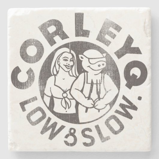 CorleyQのロゴの石造りのコースター ストーンコースター (正面)
