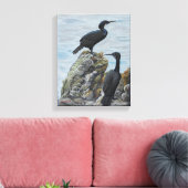 Cormorants on Rocks Print on Canvas キャンバスプリント (インサイチュ (リビング))