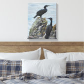 Cormorants on Rocks Print on Canvas キャンバスプリント (インサイチュ (寝室))