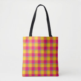 Corn and Razzmatazz Plaid Yellow Pink トートバッグ