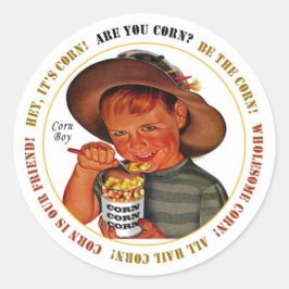 CORN BOY by Jeff Willis Art ラウンドシール