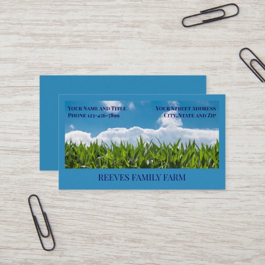 Corn Farmer Wheat Agricultural Business Cards 名刺 (正面/裏面インサイチュ)