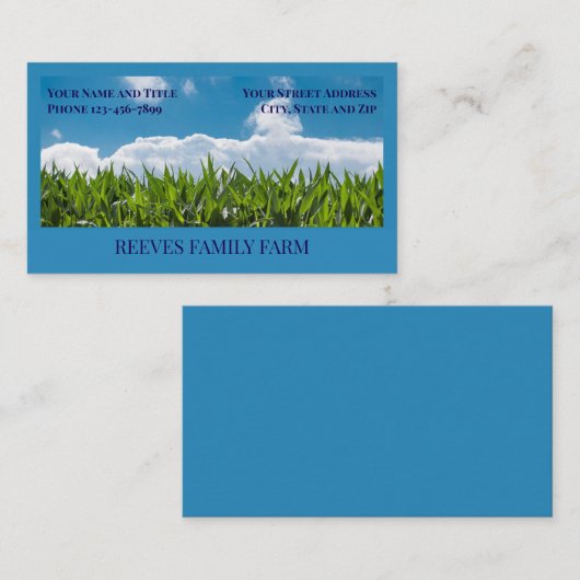 Corn Farmer Wheat Agricultural Business Cards 名刺 (正面/裏面)