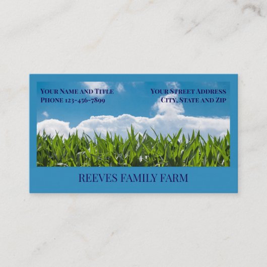 Corn Farmer Wheat Agricultural Business Cards 名刺 (正面)