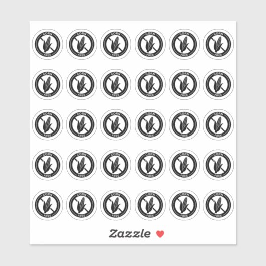 Corn Free Wedding Place Card Mini Food Allergy シール (シート)