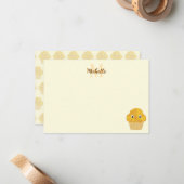 Corn Muffin Cute Drawing Monogram Cream ノートカード (正面/裏面インサイチュ)
