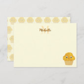 Corn Muffin Cute Drawing Monogram Cream ノートカード (正面/裏面)