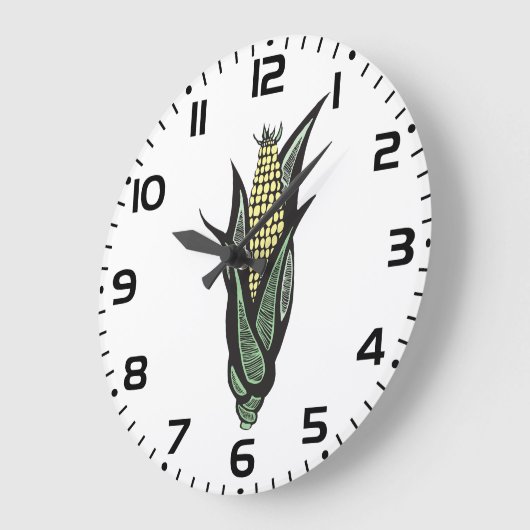 Corn on the Cob Rustic Farmhouse Vegetable ラージ壁時計 (傾斜)