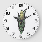 Corn on the Cob Rustic Farmhouse Vegetable ラージ壁時計 (正面)